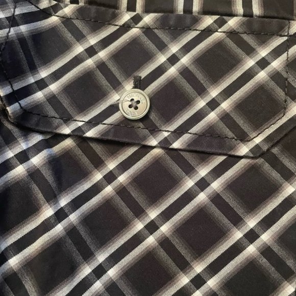 Michael Kors Black Plaid Long Sleeve Button Down Business Casual Dress Shirt - Picture 3 of 9